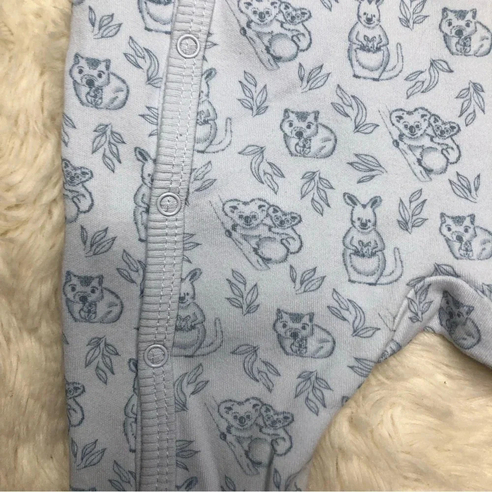 Fixoni Footed Onesie Pajamas  Kangaroo / Koloa Snaps Blue Size 1-3 Months - Picture 7 of 16